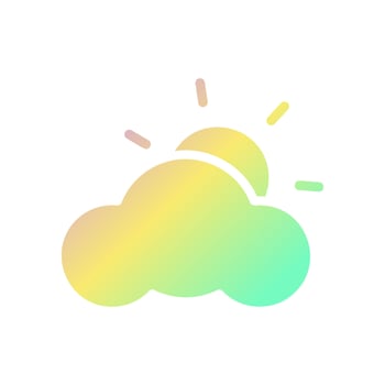 Weather icon solid gradient purple yellow green summer beach symbol illustration. vector