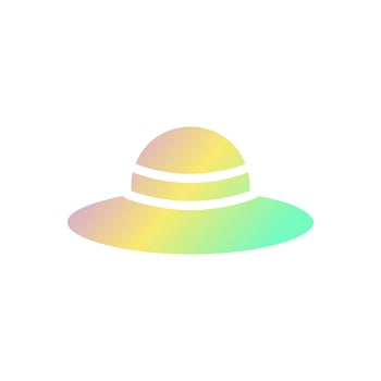 Hat icon solid gradient purple yellow green summer beach symbol illustration. vector