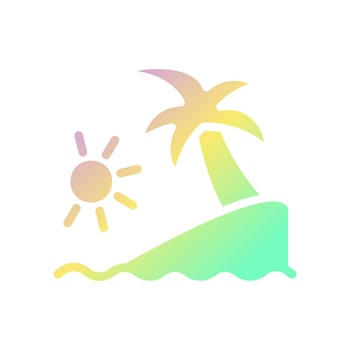 Island icon solid gradient purple yellow green summer beach symbol illustration. vector