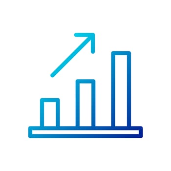 Chart icon gradient blue business symbol illustration. vector
