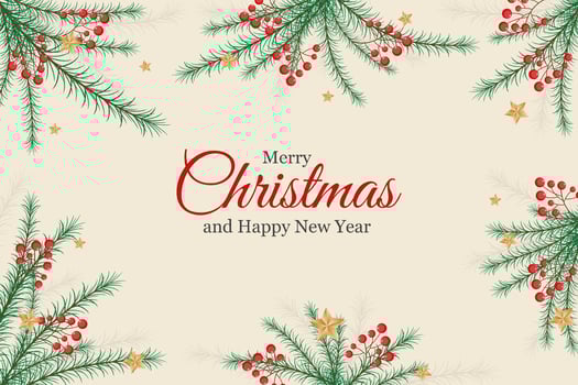 Merry Christmas background with pine leaf ornament vector