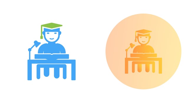 Unique Studying on Desk Vector Icon