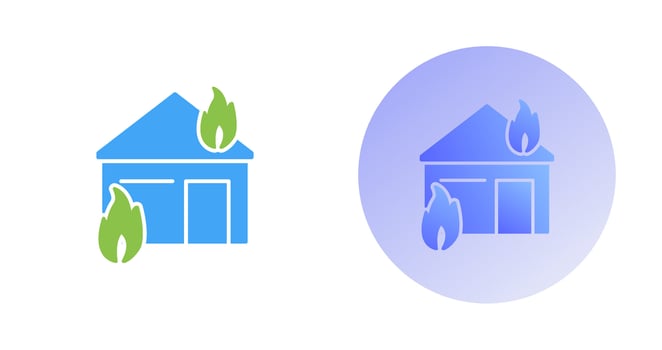 Unique Fire Consuming House Vector Icon