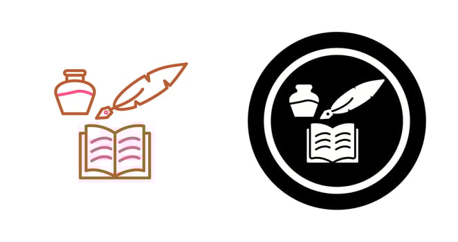 Unique Quill and Book Vector Icon