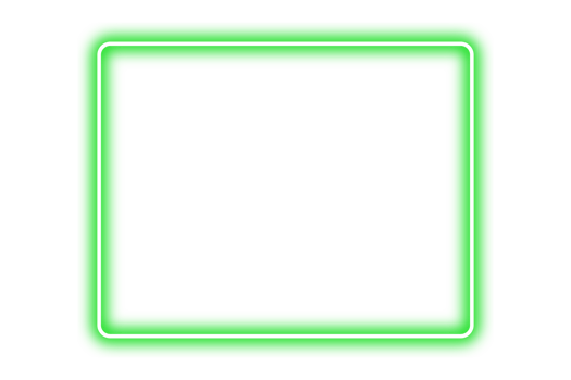 Neon green frame png. Glowing frame on transparent background. png