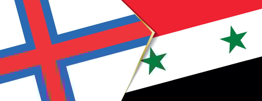 Faroe Islands and Syria flags, two vector flags.