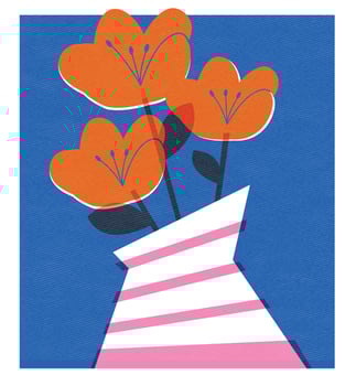 Flower Vase object with riso print effect. risograph . Graphic element for fabric, textile, clothing, wallpaper, poster. Graphic element. Perfect For your own decoration or design Free Vector