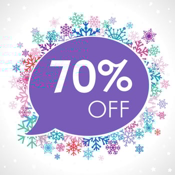 Winter sale icon. Up to 70 percent off vector