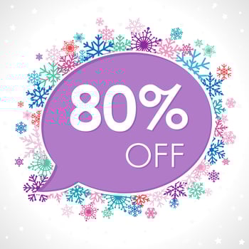 Up to 80 percent off label. Winter sale. Creative banner. vector