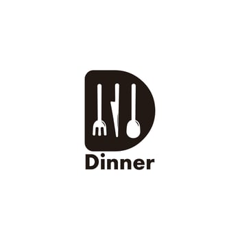letter d food eat tools negative space logo vector