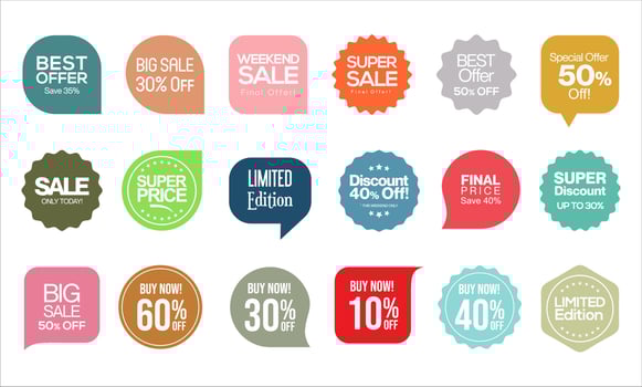 Set of Sale badges tags and labels design vector illustration