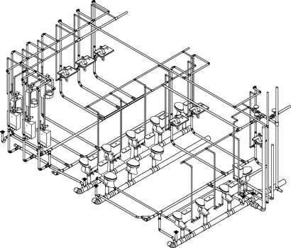3D illustration of building piping vector