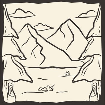 pictures of mountain views, suitable for coloring books, children's books, vector