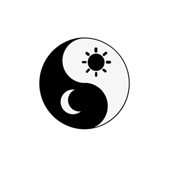 Yin yang symbol with sun and moon. png