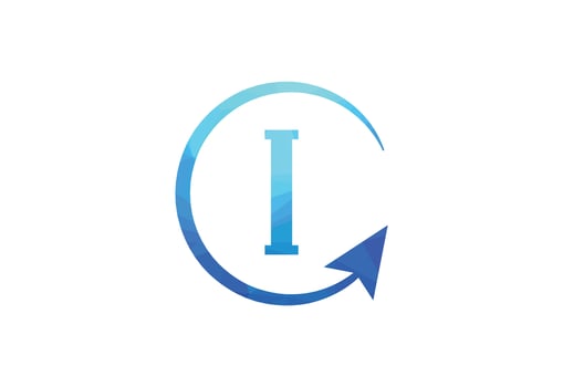 Business letter I with arrow chart logo vector icon illustration