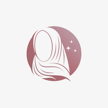 Hijab logo design template for muslim woman fashion with creative element concept vector