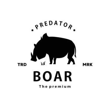 vintage retro hipster boar logo vector outline steak silhouette art icon