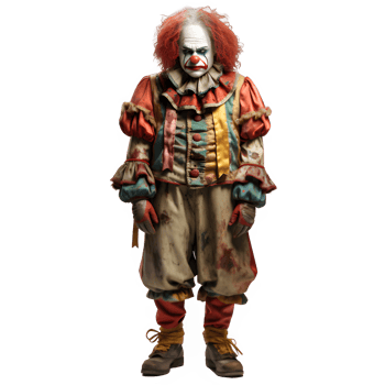 clown ghost front view png ,scary clown isolated on transparent background ,generative ai