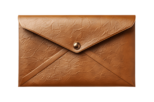 brown envelope png ,brown leather envelope isolated on transparent background ,generative ai