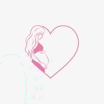 Pregnant woman icon logo design vector illustration with creative element concept
