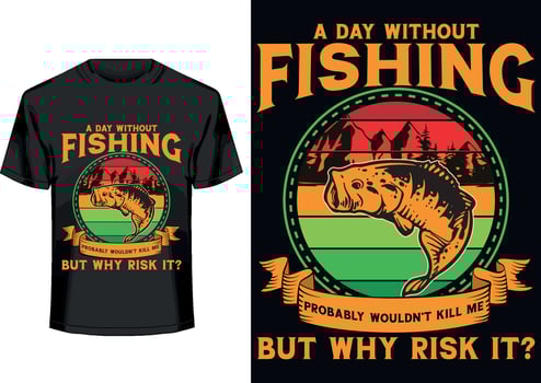 Good day fishing solves problems print ready vector template t-shirt design