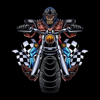 Gorilla Biker with motorbike attributes 5 vector