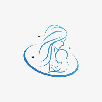 Mom and baby logo design vector for maternity clinic with creative element concept
