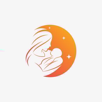 Mom and baby logo design vector for maternity clinic with creative element concept