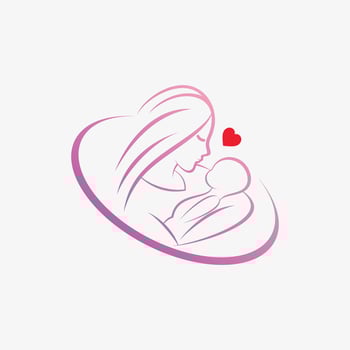 Mom and baby logo design vector for maternity clinic with creative element concept