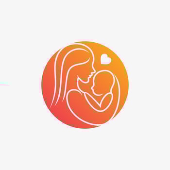 Mom and baby logo design vector for maternity clinic with creative element concept
