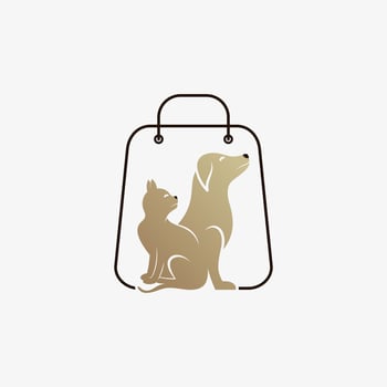Pet shop logo design with dog cat icon logo and creative element concept vector