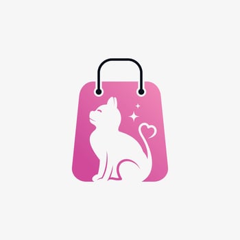 Pet shop logo design with dog cat icon logo and creative element concept vector