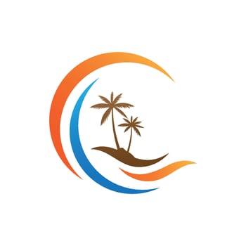 Palm tree summer logo template vector