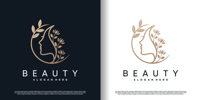 beauty women logo with creative unique concept premium vector