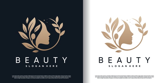 beauty women logo with creative unique concept premium vector