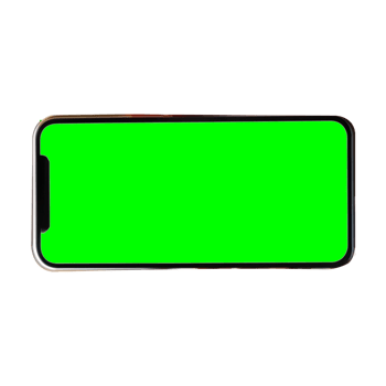 App demonstration mockup. Realistic mobile phone frame only, mockup with green chroma key screen, cellphone app template. png
