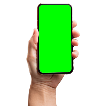 Hand holding smart phone Mockup and screen Transparent, Clipping Path isolated for Infographic Business web site design app, green screen png