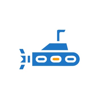 Submarine icon solid blue orange colour military symbol perfect. vector