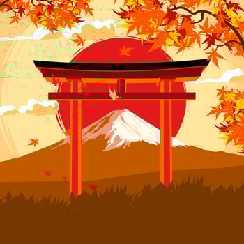 Mount Fuji in autumn is a breathtaking natural wonder vector