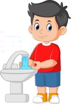 Cartoon little boy washing his hands vector