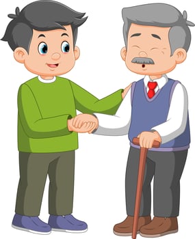 Elderly father and adult son together vector