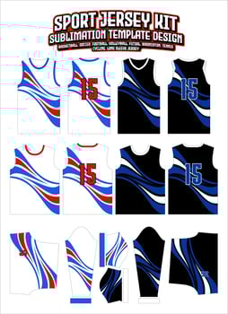 Blue Stylish Sports Jersey Design Sportswear Layout Template vector