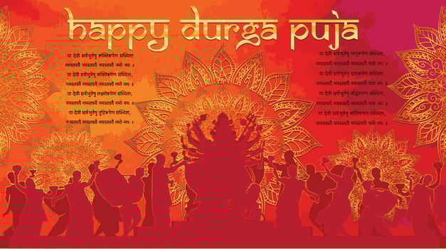 Goddess Maa Durga F in Happy Durga Puja, Dussehra, and Navratri Celebration Concept for Web Banner, Poster, Social Media Post, and Flyer Advertising vector