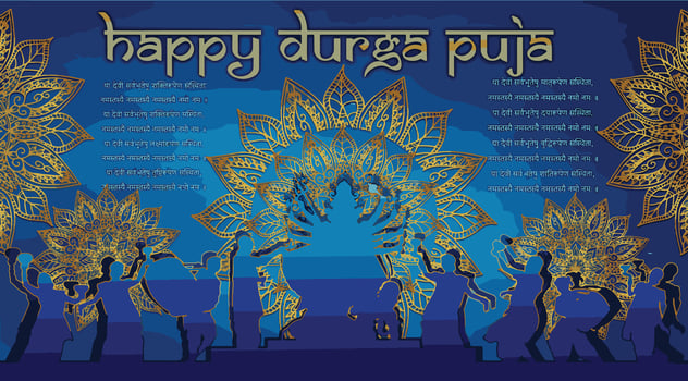Goddess Maa Durga F in Happy Durga Puja, Dussehra, and Navratri Celebration Concept for Web Banner, Poster, Social Media Post, and Flyer Advertising vector