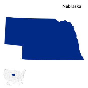 Map of Nebraska. Nebraska map. USA map png