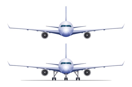 Airplane front view vector illustration isolated on white background