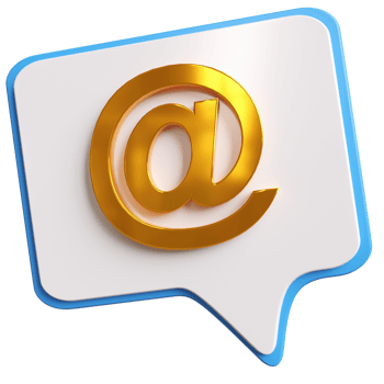 Speech bubble with at sign. Online communication. png