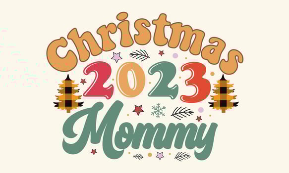 Christmas 2023 Mommy Retro T-Shirt Design vector