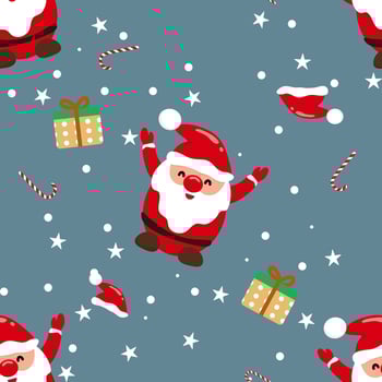 Seamless Christmas pattern Santa Claus and snowflakes Can be used for fabric, wrapping paper, scrapbooking, textiles, posters, signs and other Christmas designs. vector