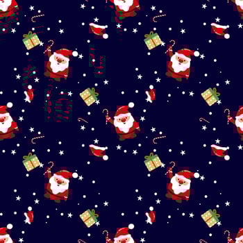 Seamless Christmas pattern Santa Claus and snowflakes Can be used for fabric, wrapping paper, scrapbooking, textiles, posters, signs and other Christmas designs. vector